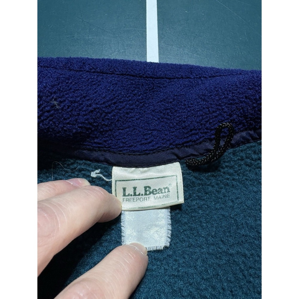 Vintage 90s LL Bean Deep Pile Fleece Pullover Men's XL Blue Green Half Zip USA - Picture 3 of 11